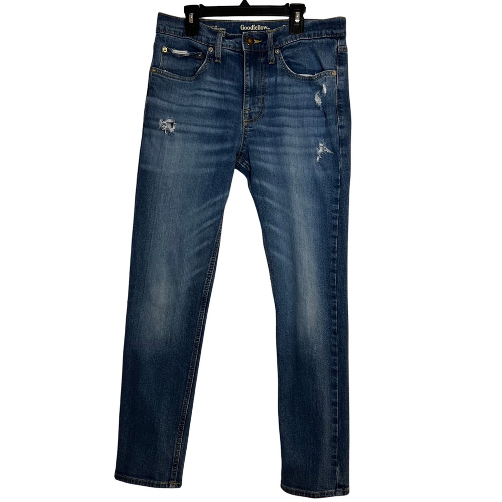 GOODFELLOW & CO Blue Jeans Medium Wash Skinny Total Flex Distressed 30W x 30L